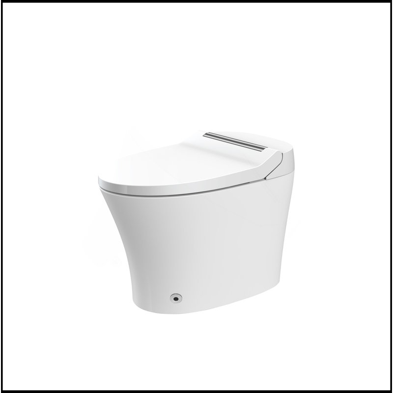 Modern Smart Toilet With Built-In Heated Seat, One Piece Elongated Modern Toilet With Adjustable Temp Heated Seat, Auto Flush,  Dual Flush Toilet 1/1.28 GPF, Foot Sensor Flush, White Night Light,Knob Control