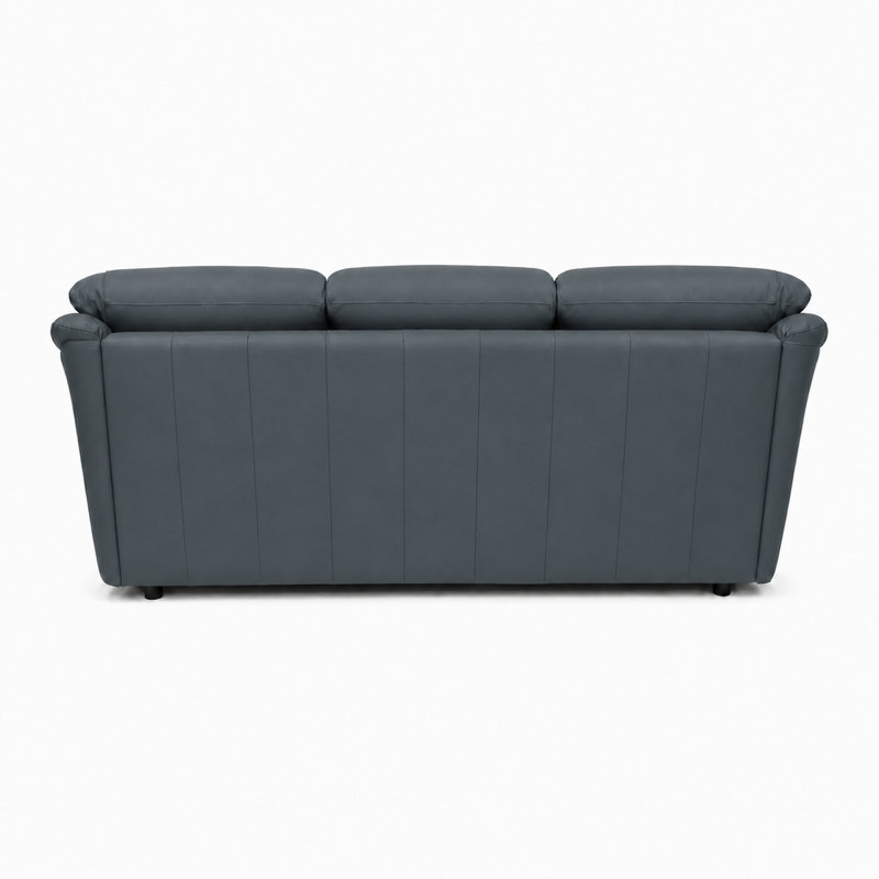 Ramdev Top Grain Leather Sofa with Cushioned Back and Pillow Top Arm, Blue, 34" H x 80" W x 36" D