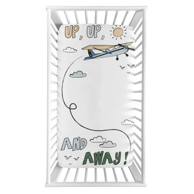 Airplane Green and Blue Photo Op Fitted Crib Sheet by Sweet Jojo Designs