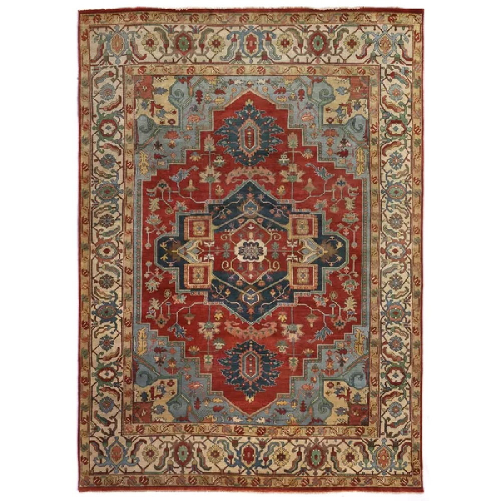 Exquisite Rugs Antique Weave Serapi Handmade Hand Knotted New Zealand Wool Rust/Blue Area Rug EXQUISITE RUGS Rug 
