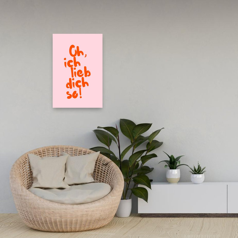 Affiche murale romantique contemporaine avec lettrage allemand romantique, H 24 po x l 16 po