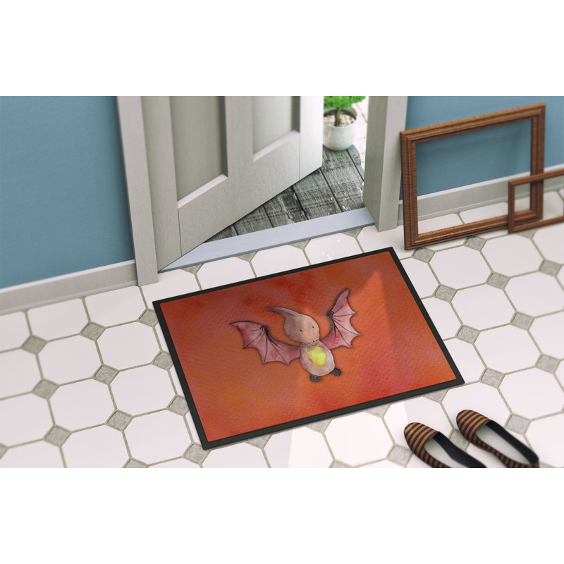 Tapis de porte d’extérieur anti-dérapant aquarelle pterodactyl, Rectangle 1 pi 6 po x 2 pi 3 po