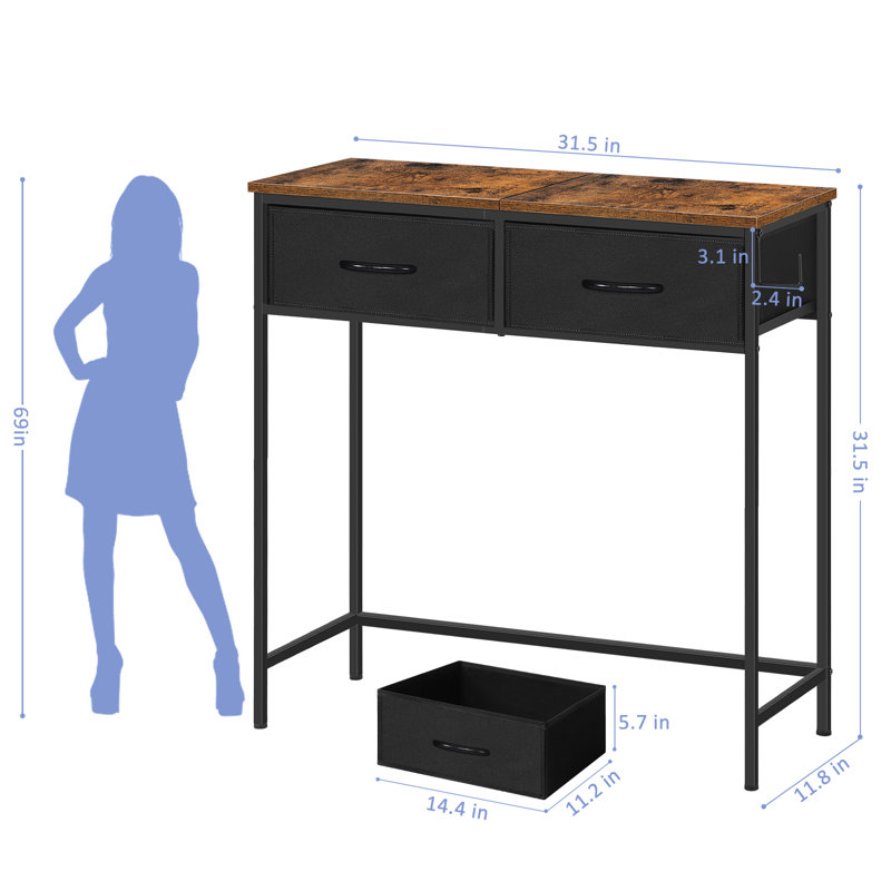 Aubane 31.5'' Console Table, Black, Brown