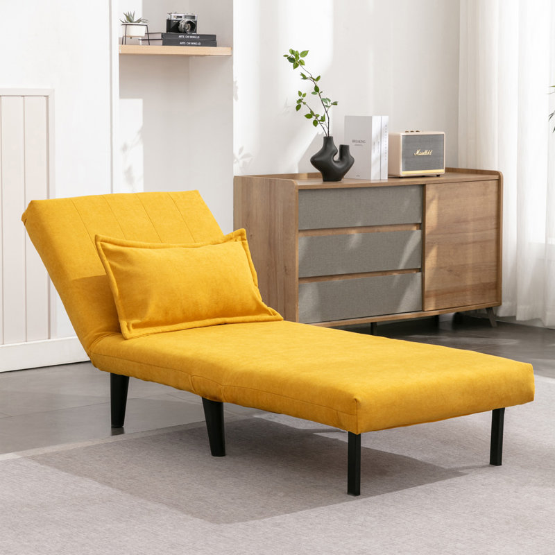 Naraya Upholstered 1 Seater Sofa Bed, Mustard