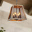 Luminaire suspendu en fer et en bois vieilli 4 lumières Farmhouse