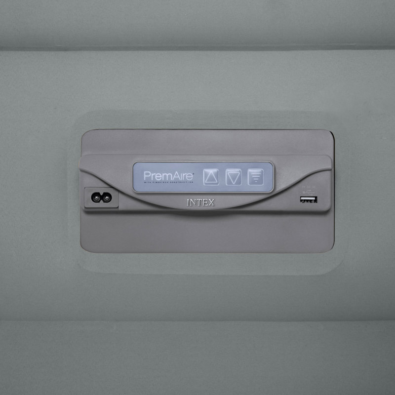 Queen Raised Gray Air Mattress with Built-In Pump