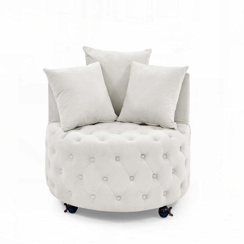 Chaise pivotante en velours, Velours beige