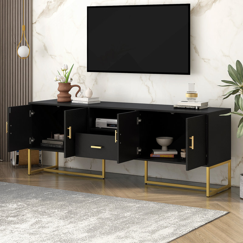Meuble télé moderne pour téléviseur de 70 po ou moins, Noir