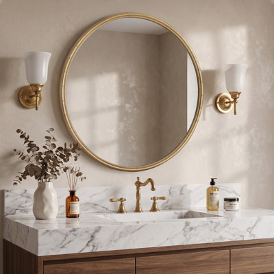 Bamboo Textured Round Wall Mirror