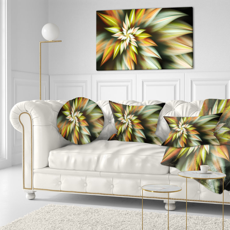  Coussin lombaire abstrait fleur exotique, Brun