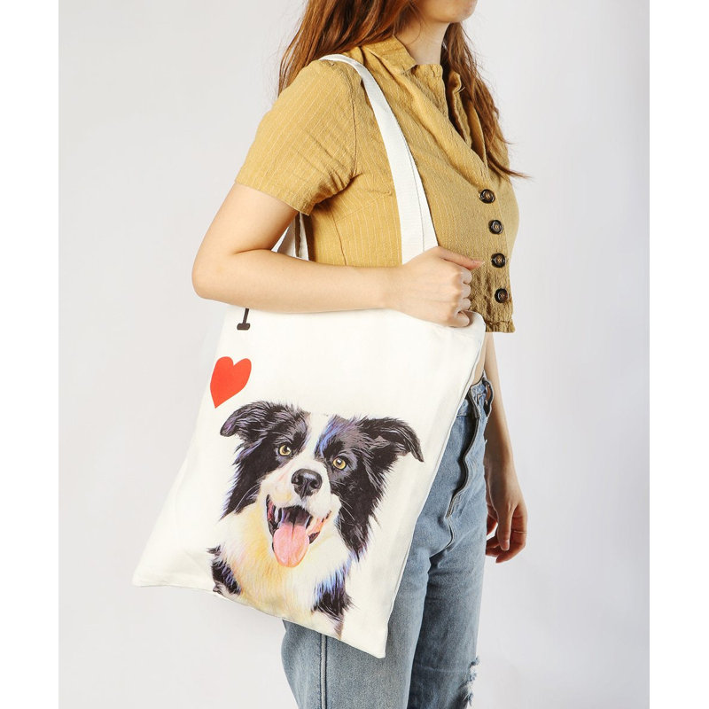 Sac d'art sur toile - I Love Border Collie