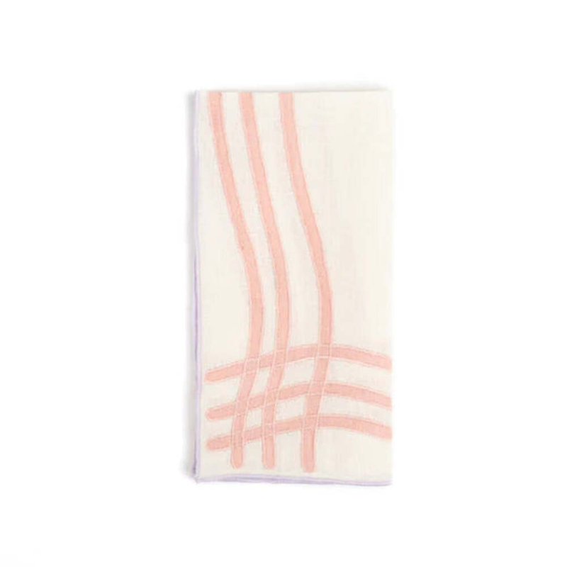 Embroidered Linen Napkins, Pink/Purple