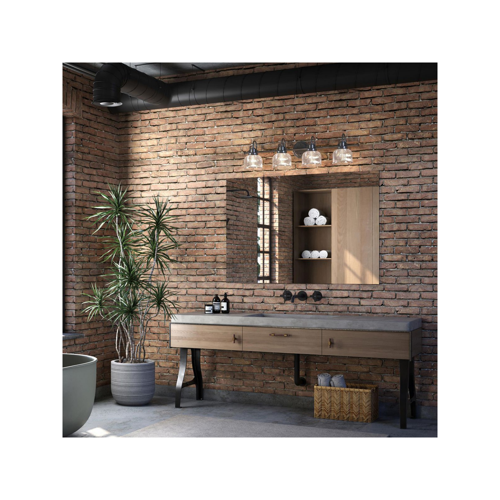 Rosser 4 Light Transparent Dimmable Vanity Light, Venetian Bronze