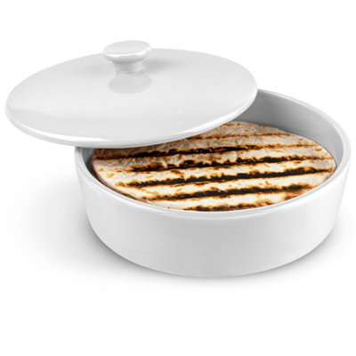 Réchaud à tortilla Kook en céramique avec couvercle, guimauve, 8,5 po
