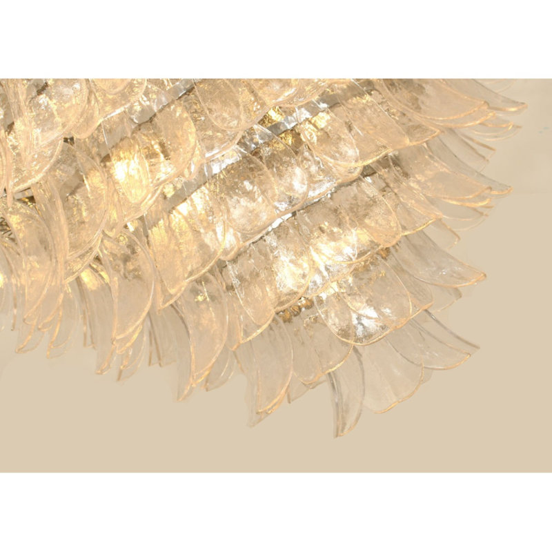 Lustre à niveaux en laiton 21 lumières Murana, Transparent, 70" Dia x 98" Height, Laiton poli