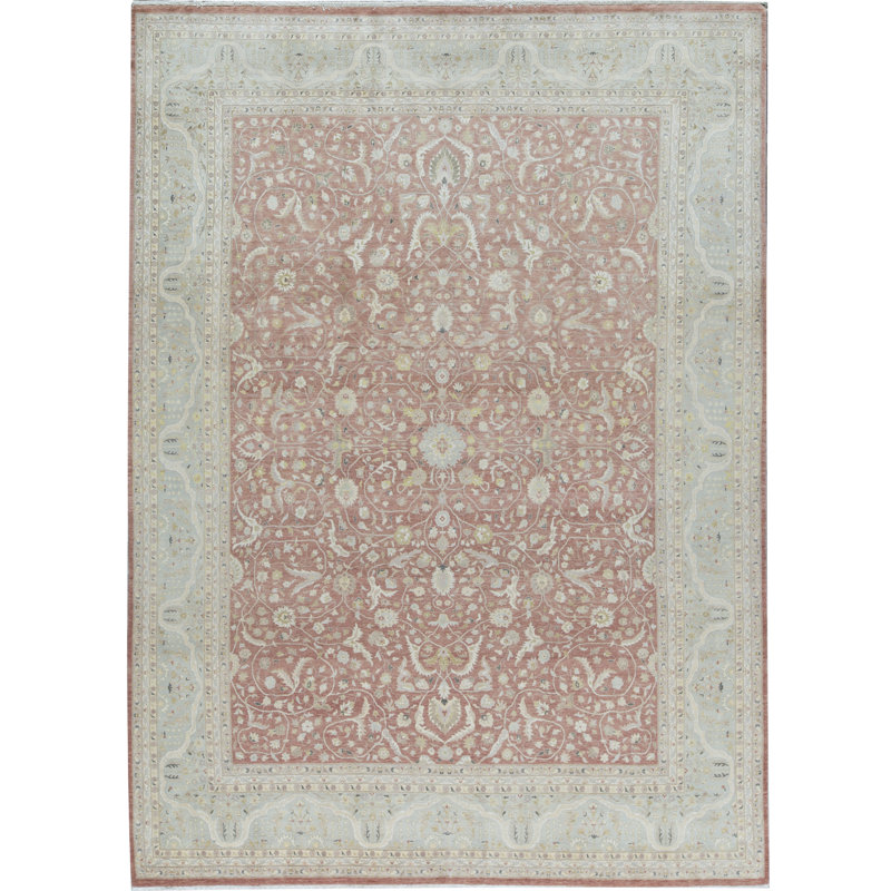 Hand-Knotted High-Quality Rust and Beige Area Rug