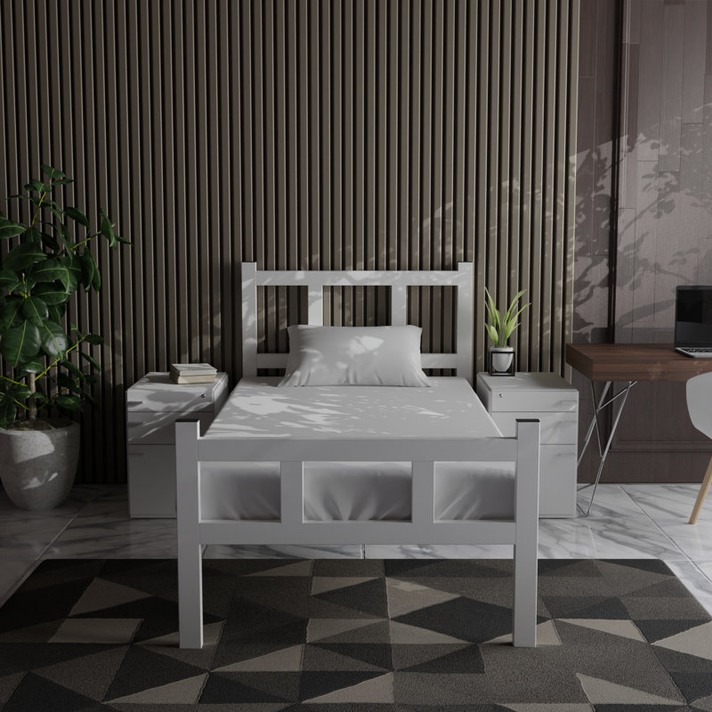 Lit plateforme simple, Blanc