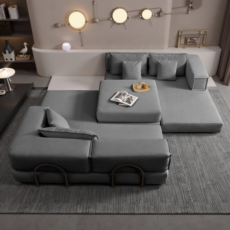 Canapé modulaire surdimensionné surdimensionné - ensemble de canapé de plancher en forme de L de 118,2 po avec 6 coussins, canapé en velours côtelé bricolage pour le salon, aucun assemblage requis (capacité de 300 lb)