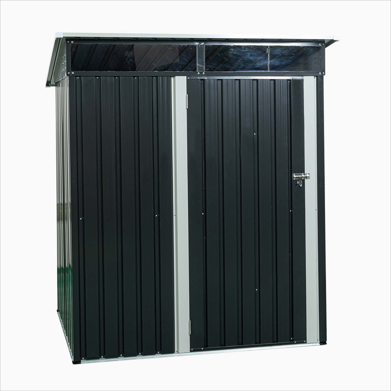 TC53BL 5Ft X 3Ft Outdoor Metal Storage Shed Transparent Plate, Black
