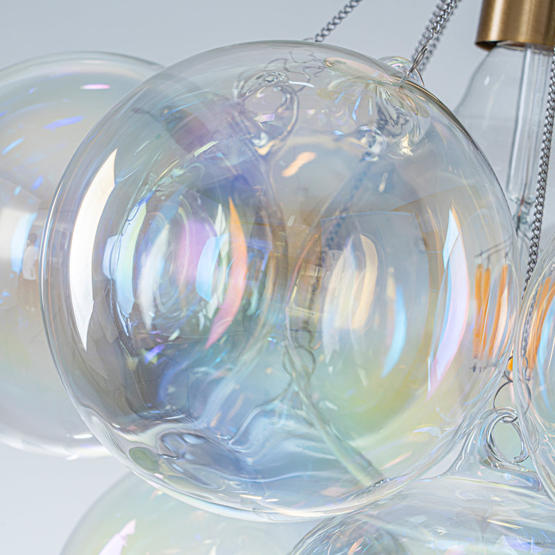 Ahona 1 - Light Dimmable Bubble Glass Globes Semi Flush Mount Light（Bulb Included), Gold, Colorful