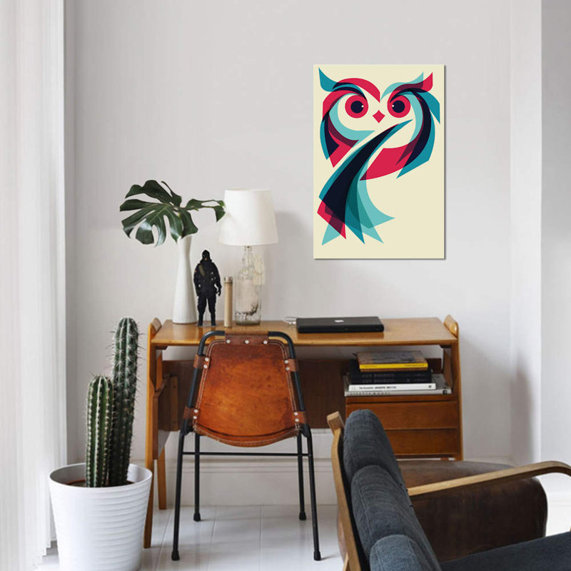 « hibou », impression sur toile tendue, H 12 po x l 8 po x P 0,75 po, Toile tendue, Pas de tapis