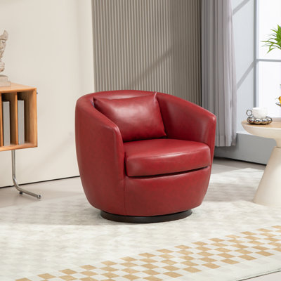 Chryssi Faux Leather Swivel Barrel Chair