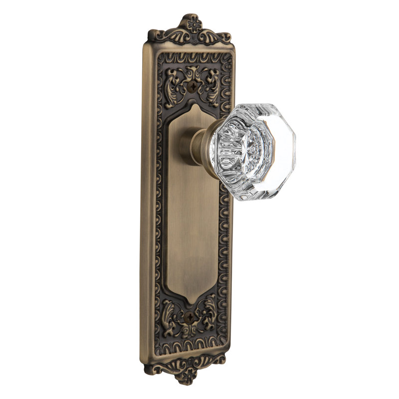 Egg & Dart Plate with Waldorf Door Knob, Antique Brass, 2.75"