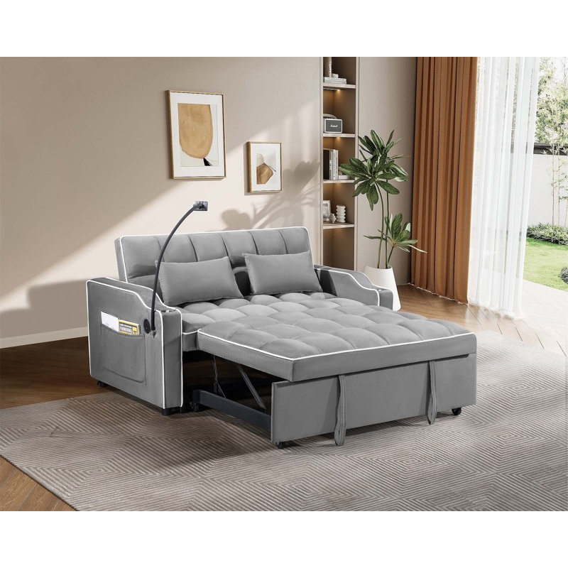 Canapé-lit pliable polyvalent aux fonctions multiples et au design moderne, Gris