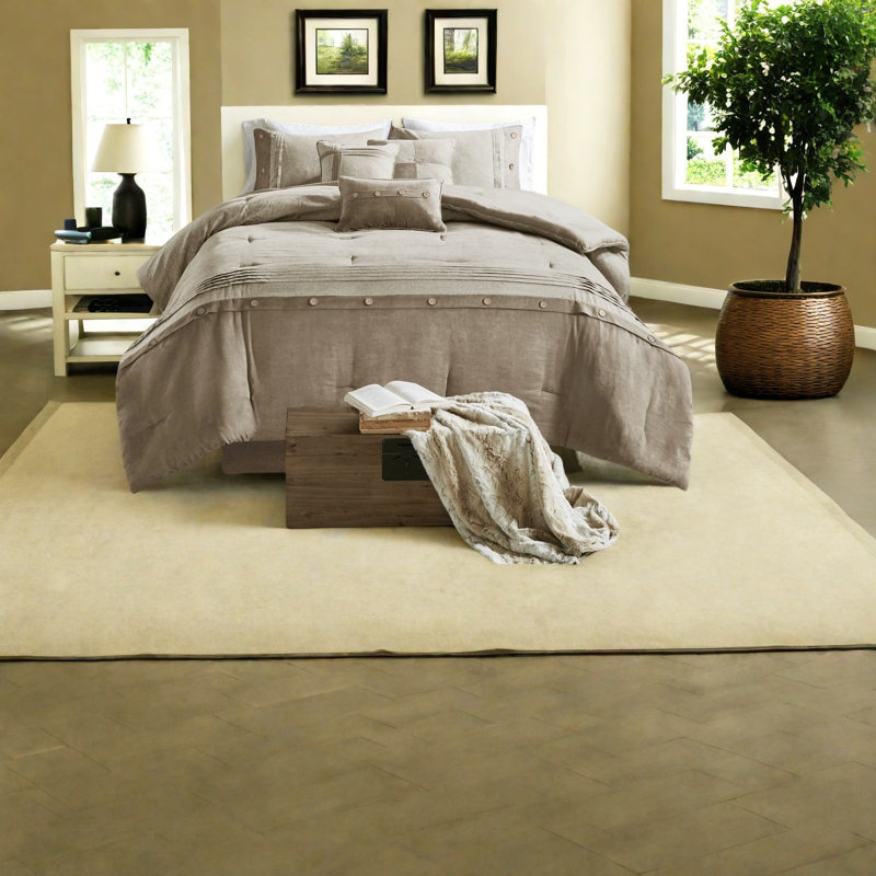 Ensemble de literie Luxe Comfort, simili suède polyester, brun clair rustique