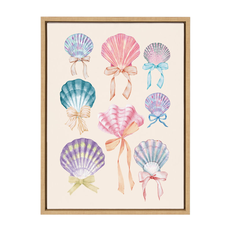 «Seashell Bows» par Honey Island Studio, reproduction d'art sur toile encadrée, Naturel