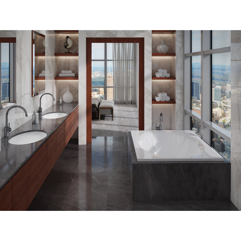 Delray 84" x 42" Drop In Whirlpool Acrylic Bathtub, Biscuit