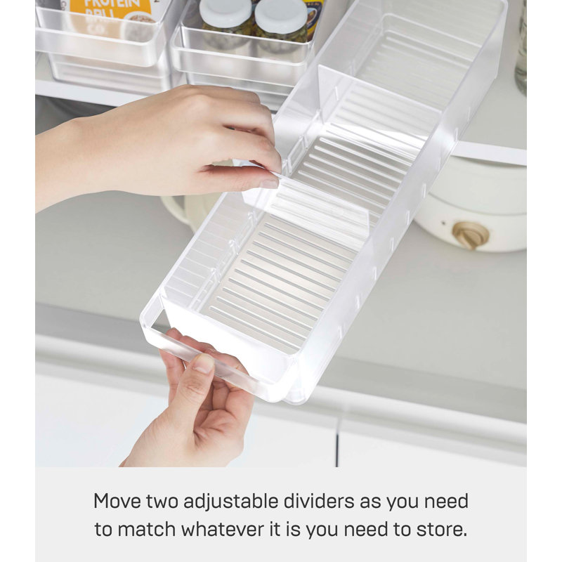 White ABS Plastic Refrigerator Organizer Bin with Dividers