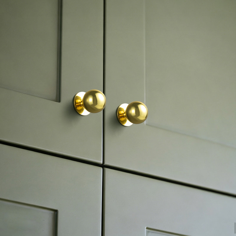 Poignée ronde, Light Brushed Brass, Diamètre du bouton: 0,98 po
