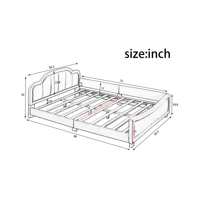 Charnie Upholstered Platform Bed, Beige