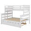 Lit superposé simple au-dessus d'un lit double avec lit gigogne en bois