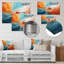 «Teal Orange Bold Abstract Flow Collage I», reproduction de collages abstraits sur métal-416043475
