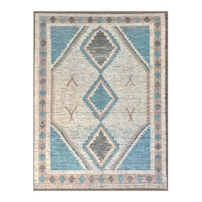 Washable  Blue Grey Tone Traditional Motif Patterned Vintage Decorative Area Rug