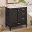 Meuble-lavabo noir de 76 cm (30 pouces) avec 1 porte et 3 tiroirs à fermeture amortie, structure en bois massif-656547903