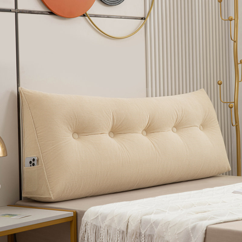  Polyester Headboard Back Support Throw Pillow, 20"H x 59"W, Beige