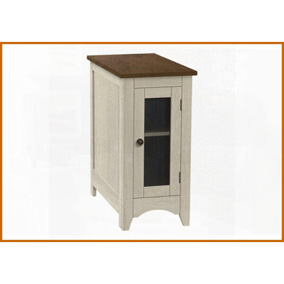 Table basse en placage blanc / brun antique à deux tons peu encombrante - Table de bout facile à nettoyer pour le salon et amp; Table de chevet pour chambre à coucher