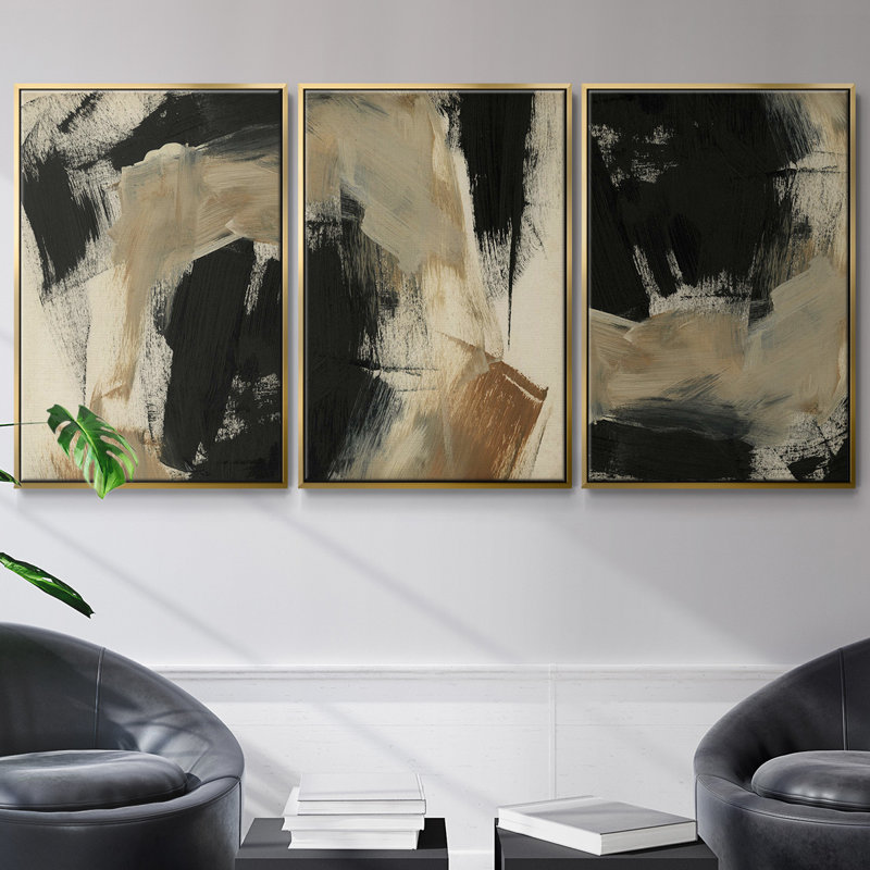 «Painted Paintstrokes IV» 3 pièces, Or, H 36 po x l 72 po