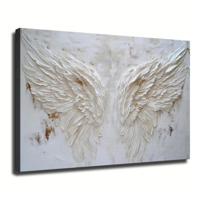 White Angel Wings Wall Art, Modern Wings Wall Art, Angel Wall Decor for Living Room Bedroom Ready To Hang