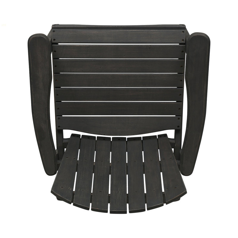 Outdoor Weather Resistant Acacia Wood Adirondack Dining Chairs (Set Of 2), Dark Gray Finish, Dark Gray