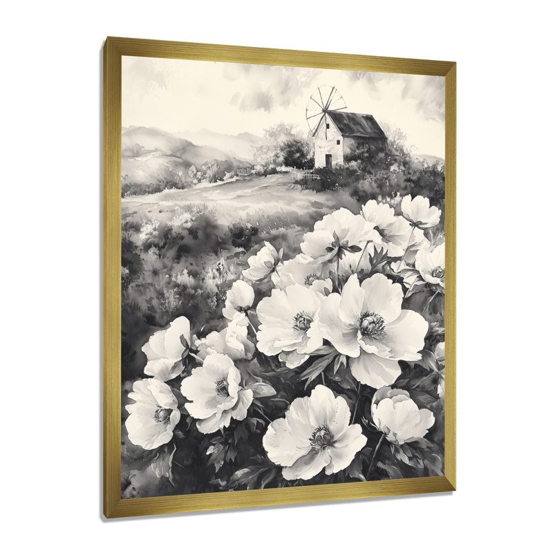 Eiland - Salon d'art mural floral, H 40 po x l 30 po, Reproduction encadrée d'une seule photo, Doré