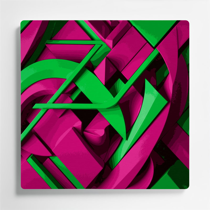 «Geometric Abstraction 43», art mural en métal rose, H 12 po x l 12 po