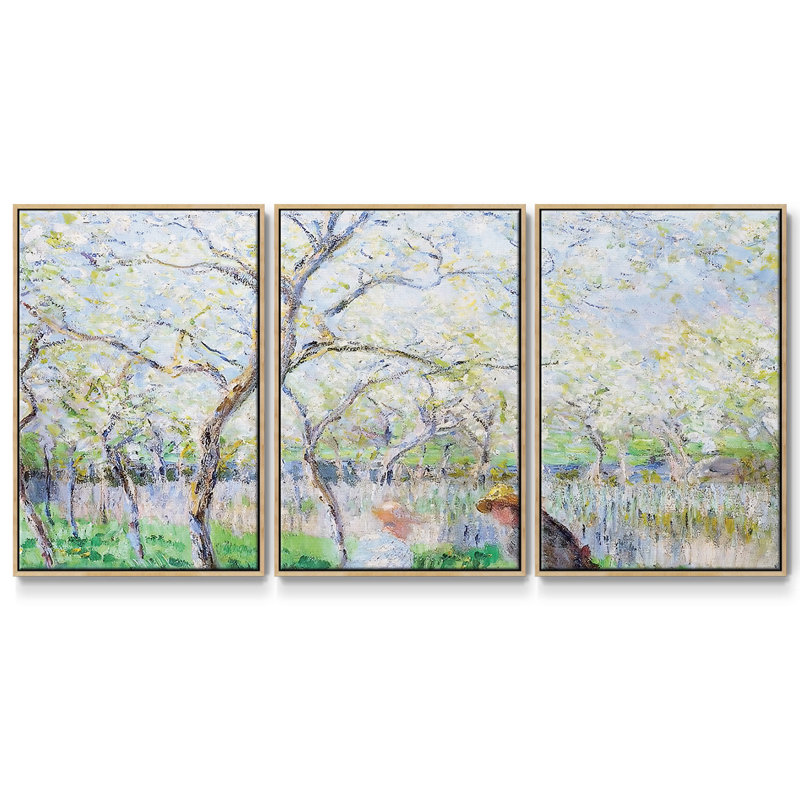 " Springtime, 1886 " 3 - Pieces, 36" H x 75" W x 2" D, Natural  