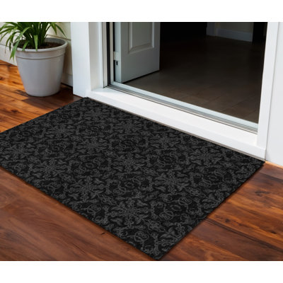 Tapis intérieur lavable à médaillon gris anthracite 3 pi x 5 pi