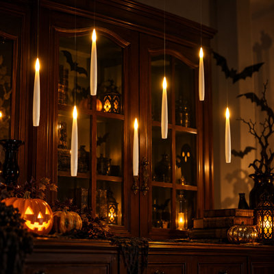 Bougies flottantes multifonctionnelles d'Halloween avec télécommande baguette magique, bougies à pince pour sapin de Noël