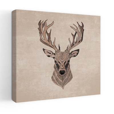 Majestic Stag Profile by Emel Tunaboylu - Wrapped Canvas Print