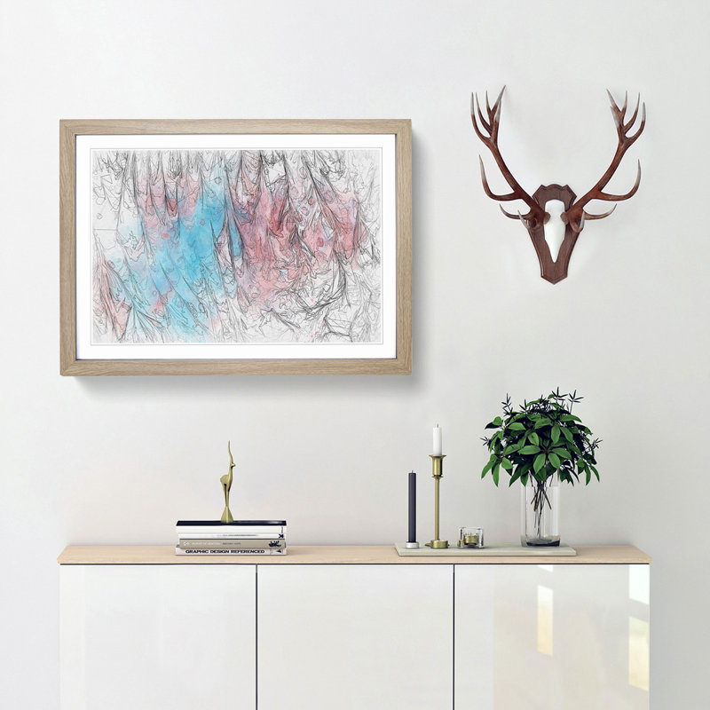 Romance in Abstract - Picture Frame Painting Print, 50cm H x 76cm W x 2cm D, Oak